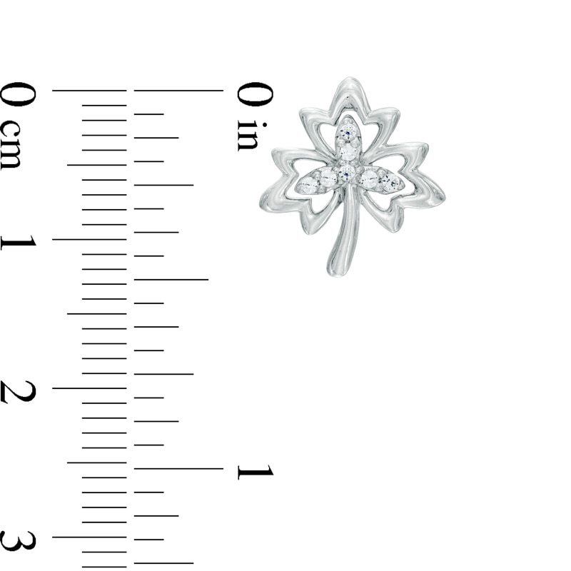 Main Image 2 of Diamond Accent Maple Leaf Earrings in Sterling Silver