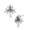 Thumbnail Image 1 of Enhanced Champagne Diamond Accent Maple Leaf Earrings in Sterling Silver