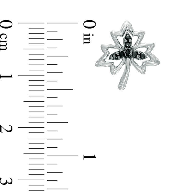 Main Image 2 of Black Diamond Accent Maple Leaf Earrings in Sterling Silver