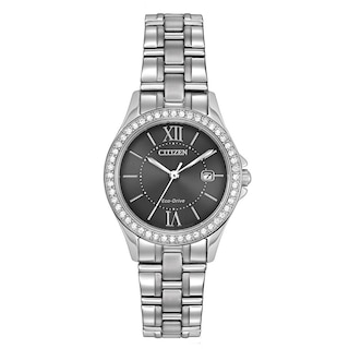 Ladies' Citizen Eco-Drive® Crystal Watch with Grey Dial (Model: EW1840-51H)