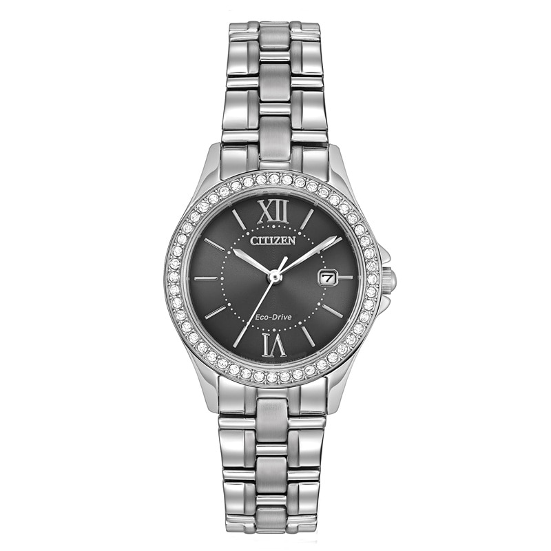 Ladies' Citizen Eco-Drive® Crystal Watch with Grey Dial (Model: EW1840-51H)|Peoples Jewellers