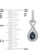 Thumbnail Image 2 of Pear-Shaped Blue Sapphire and 0.16 CT. T.W. Diamond Drop Earrings in 10K White Gold