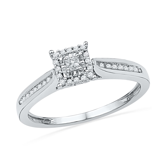 Diamond Promise Ring 1/2 ct tw Princess/Round10K White Gold