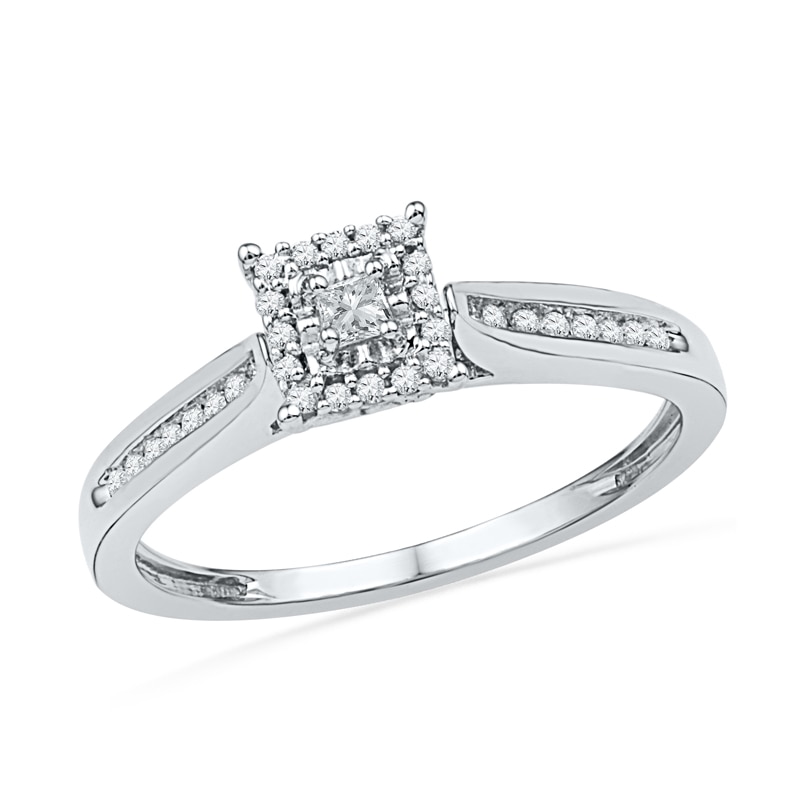 0.20 CT. T.W. Princess-Cut Diamond Frame Promise Ring in 10K White Gold