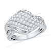 1.00 CT. T.W. Diamond Rolling Wave Ring in 10K White Gold