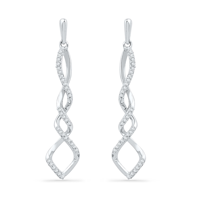 0.20 CT. T.W. Diamond Cascading Infinity Drop Earrings in Sterling Silver|Peoples Jewellers