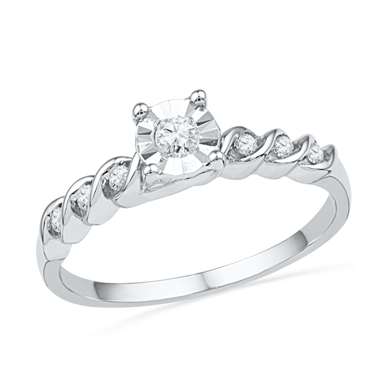 0.20 CT. T.W. Diamond Cascading Shank Promise Ring in Sterling Silver