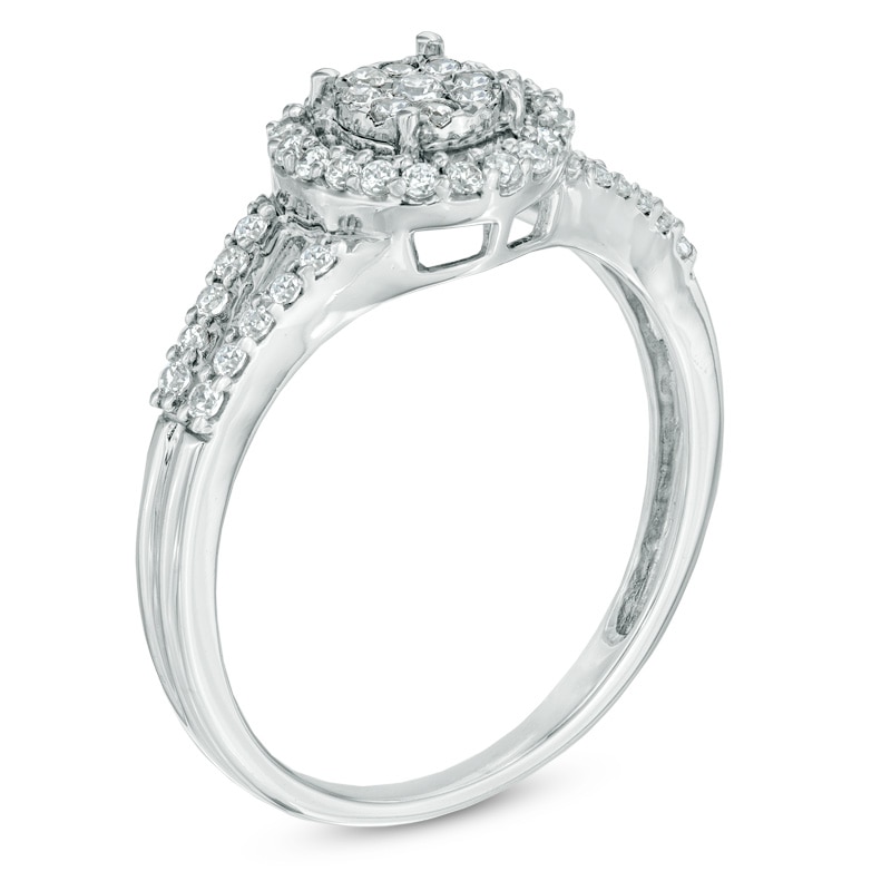 0.33 CT. T.W. Diamond Frame Split Shank Engagement Ring in 10K White Gold|Peoples Jewellers