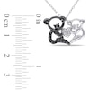 Thumbnail Image 1 of Black Diamond Accent Motherly Love Bear Pendant in Two-Tone Sterling Silver