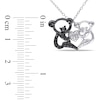 Black Diamond Accent Motherly Love Bear Pendant in Two-Tone Sterling Silver
