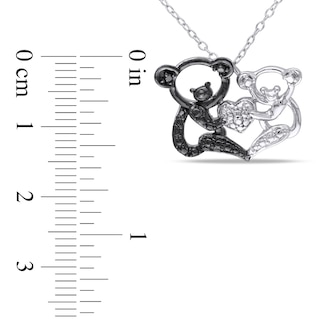 Black Diamond Accent Motherly Love Bear Pendant in Two-Tone Sterling Silver