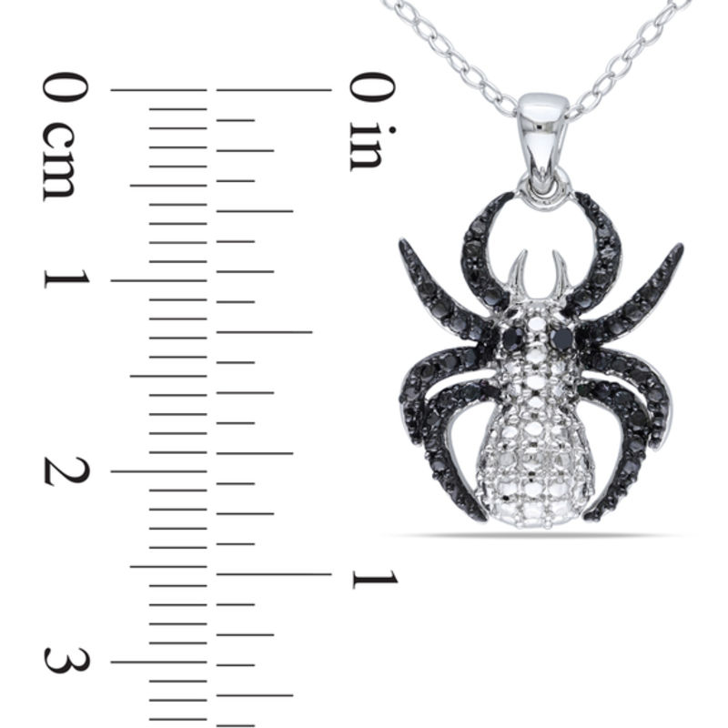 Black Diamond Accent Spider Pendant in Two Tone Sterling Silver
