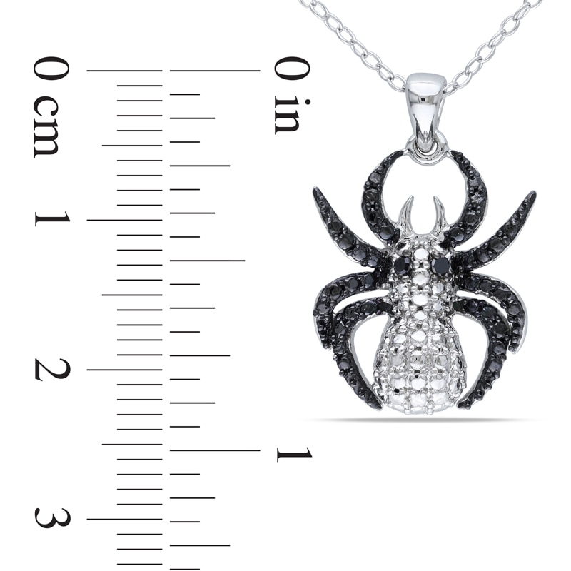 Black Diamond Accent Spider Pendant in Two-Tone Sterling Silver