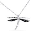 Thumbnail Image 0 of Black Diamond Accent Dragonfly Pendant in Two-Tone Sterling Silver