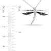 Black Diamond Accent Dragonfly Pendant in Two-Tone Sterling Silver