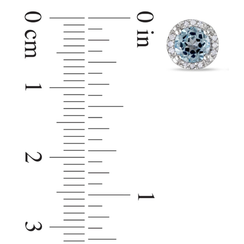 5.0mm Sky Blue Topaz and 0.07 CT. T.W. Diamond Frame Stud Earrings in Sterling Silver