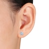 Thumbnail Image 2 of 5.0mm Sky Blue Topaz and 0.07 CT. T.W. Diamond Frame Stud Earrings in Sterling Silver