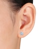 Thumbnail Image 3 of 5.0mm Sky Blue Topaz and 0.07 CT. T.W. Diamond Frame Stud Earrings in Sterling Silver