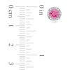 Thumbnail Image 2 of 5.0mm Pink Lab-Created Sapphire and 0.07 CT. T.W. Diamond Frame Stud Earrings in Sterling Silver