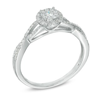 0.23 CT. T.W. Multi-Diamond Frame Twist Shank Promise Ring in 10K White Gold