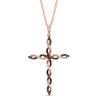 Thumbnail Image 0 of 0.16 CT. T.W. Enhanced Cognac and White Diamond Twisting Cross Pendant in 10K Rose Gold