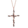 0.16 CT. T.W. Enhanced Cognac and White Diamond Twisting Cross Pendant in 10K Rose Gold