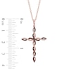 Thumbnail Image 1 of 0.16 CT. T.W. Enhanced Cognac and White Diamond Twisting Cross Pendant in 10K Rose Gold