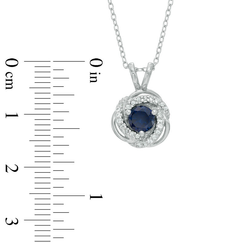 Main Image 2 of Lab-Created Blue and White Sapphire Pendant and Earrings Set in Sterling Silver