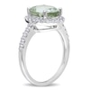 Thumbnail Image 2 of Oval Green Quartz and Lab-Created White Sapphire Frame Ring in 10K White Gold