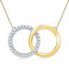 Thumbnail Image 1 of 0.10 CT. T.W. Diamond Interlocking Circles Necklace in Sterling Silver and 14K Gold Plate