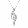 Thumbnail Image 1 of 0.25 CT. T.W. Diamond Three Stone Wave Pendant in 10K White Gold