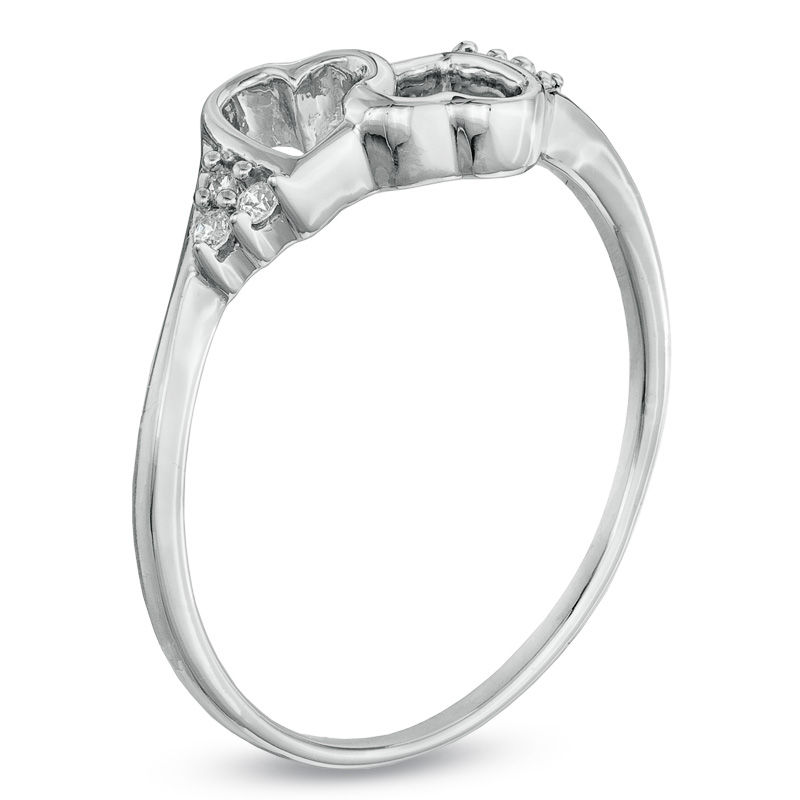 Diamond Accent Mirrored Hearts Ring 10K White Gold