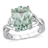 Thumbnail Image 0 of Oval Green Quartz and Diamond Accent Ring in Sterling Silver