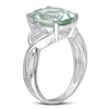 Thumbnail Image 1 of Oval Green Quartz and Diamond Accent Ring in Sterling Silver