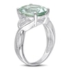 Thumbnail Image 2 of Oval Green Quartz and Diamond Accent Ring in Sterling Silver