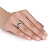 Thumbnail Image 3 of Oval Green Quartz and Diamond Accent Ring in Sterling Silver