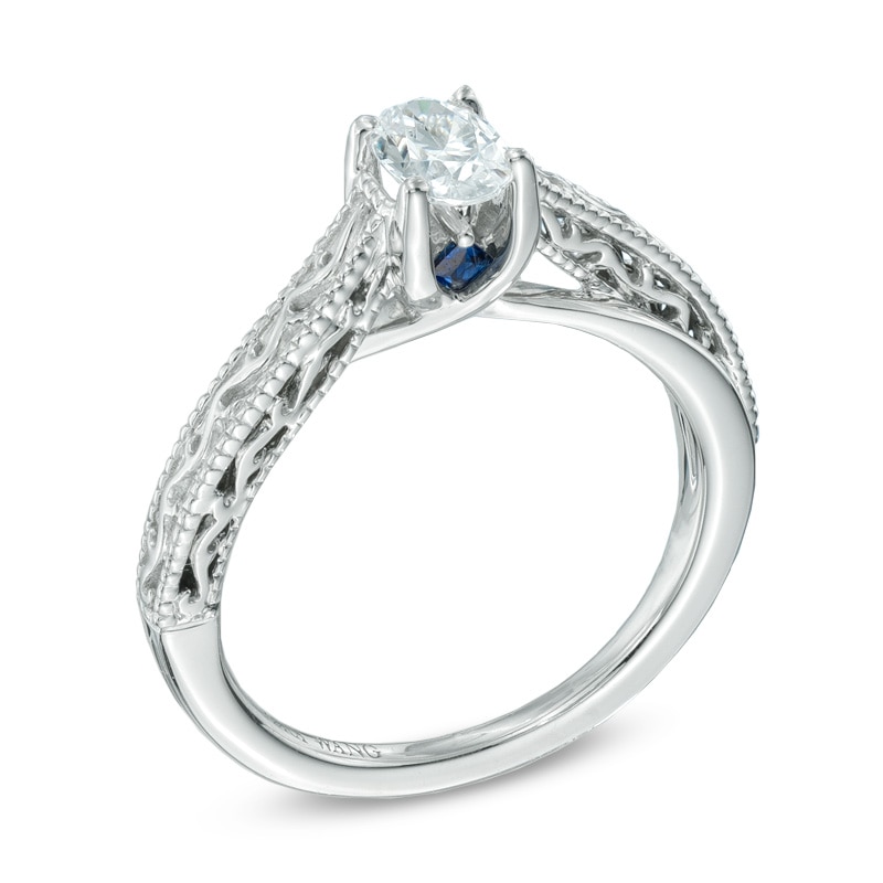 Vera Wang Love Collection 0.45 CT. Oval Diamond Solitaire Scroll Engagement Ring in 14K White Gold