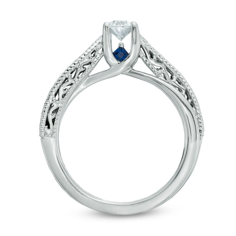 Vera Wang Love Collection 0.45 CT. Oval Diamond Solitaire Scroll Engagement Ring in 14K White Gold