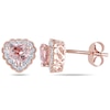 Thumbnail Image 0 of 5.0mm Heart-Shaped Morganite and 0.09 CT. T.W. Diamond Frame Stud Earrings in 10K Rose Gold
