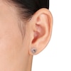 Thumbnail Image 3 of 5.0mm Heart-Shaped Morganite and 0.09 CT. T.W. Diamond Frame Stud Earrings in 10K Rose Gold