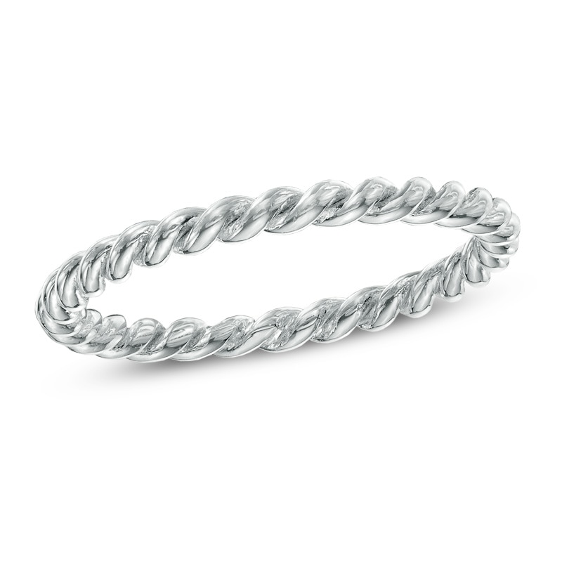 Ladies' 2.0mm Rope Wedding Band in 10K White Gold - Size 6