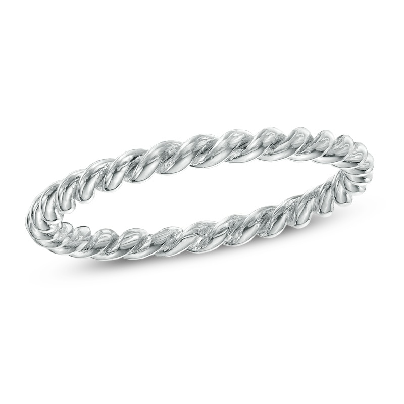 2.0mm Rope Wedding Band in 10K White Gold - Size 6