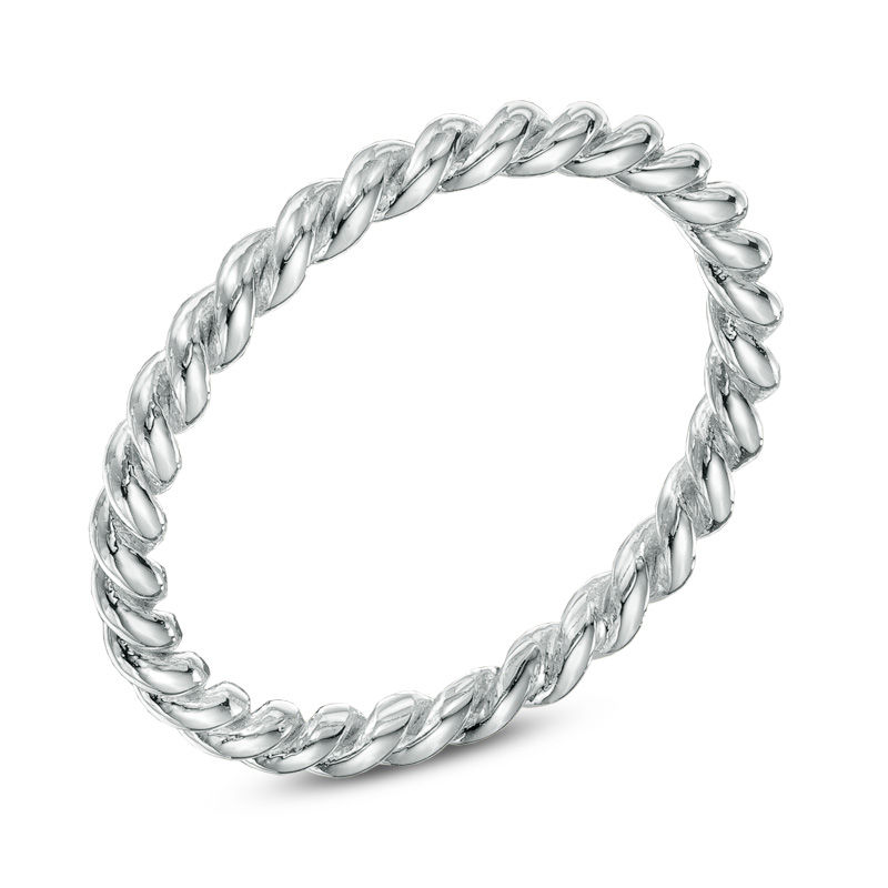 2.0mm Rope Wedding Band 10K White Gold - 6
