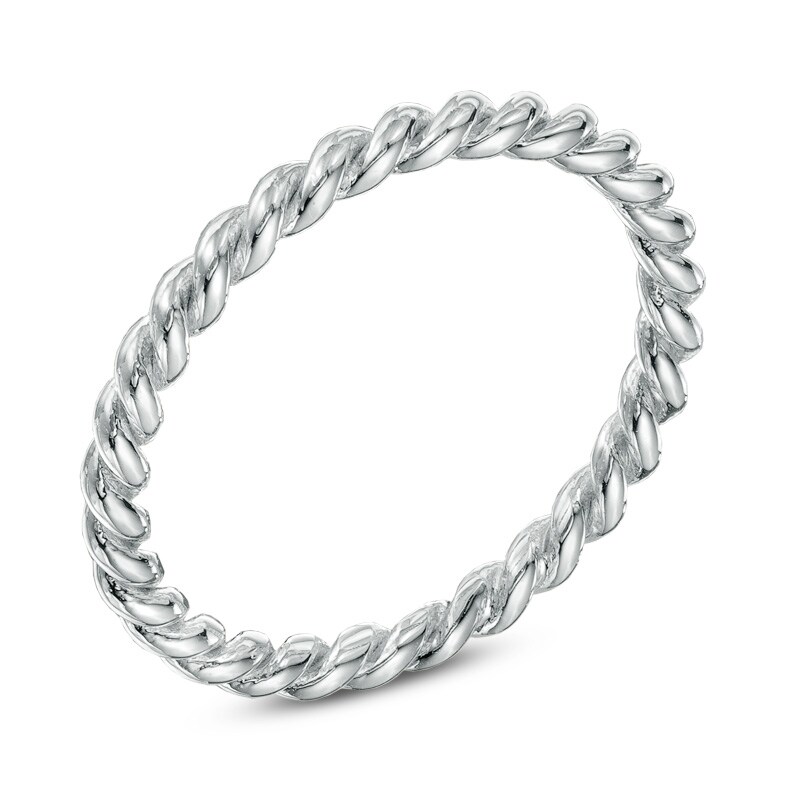 Ladies' 2.0mm Rope Wedding Band in 10K White Gold - Size 6
