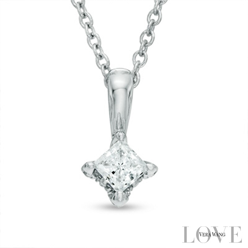 Vera Wang Love Collection 0.30 CT. T.W. Princess-Cut Diamond Pendant in 14K White Gold