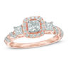 Thumbnail Image 0 of 0.70 CT. T.W. Princess-Cut Diamond Frame Past Present Future® Engagement Ring in 14K Rose Gold