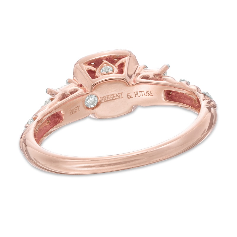 Main Image 3 of 0.70 CT. T.W. Princess-Cut Diamond Frame Past Present Future® Engagement Ring in 14K Rose Gold