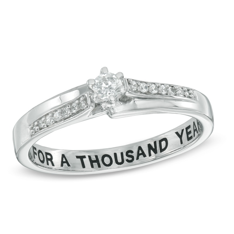 Main Image 1 of 1/6 CT. T.W. Diamond Promise Ring in 10K White Gold (20 Characters)
