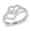 Thumbnail Image 0 of Diamond Accent Interlocking Heart Promise Ring in Sterling Silver (20 Characters)