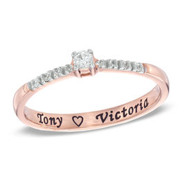 0.10 CT. T.W. Diamond Promise Ring in 10K Rose Gold (18 Characters)